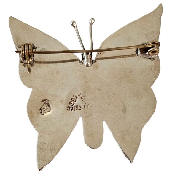 Sterling Silver Mexico Abalone Inlay Butterfly Brooch Pin L289 - Picture 4 of 8